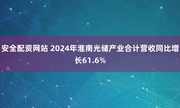 安全配资网站 2024年淮南光储产业合计营收同比增长61.6%